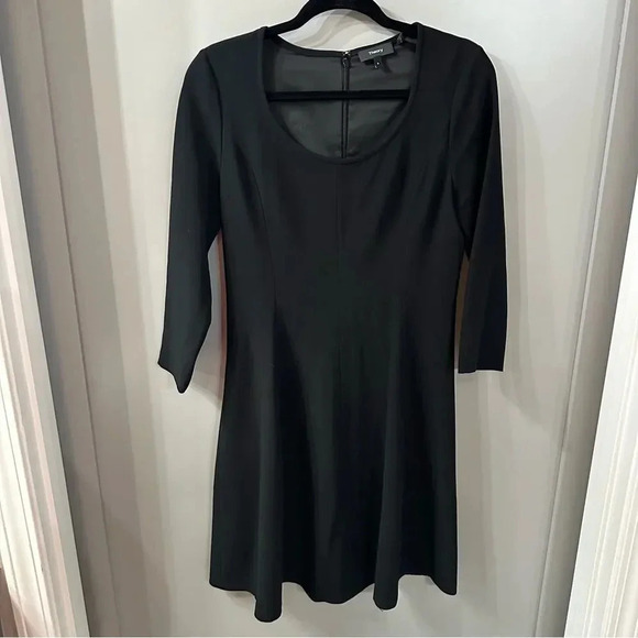Theory Dress Scoop Neck 3/4 Sleeve Beyao Modern Crepe Size 8 - Picture 3 of 8